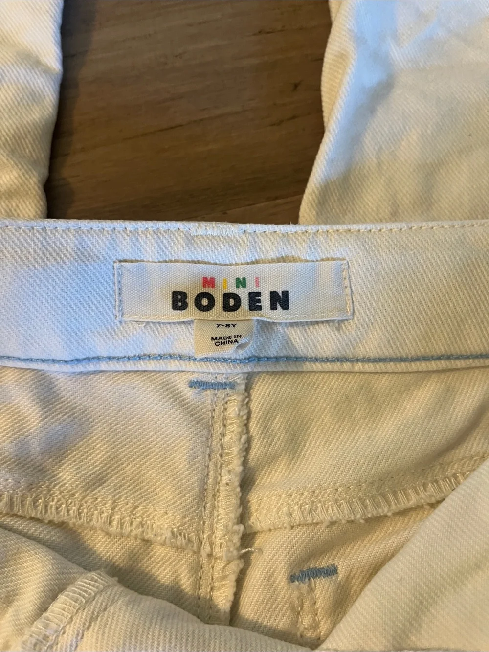 Mini Boden children's white wide-leg utility trousers Adjustable Waist 7-8 Yr